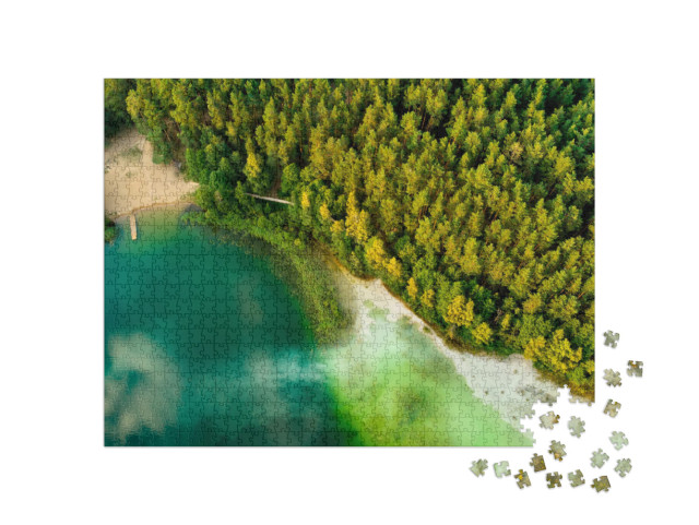 Puzzle 1000 Teile „Vogelperspektive: Ansicht vom grünen See Gela, Vilnius, Litauen“