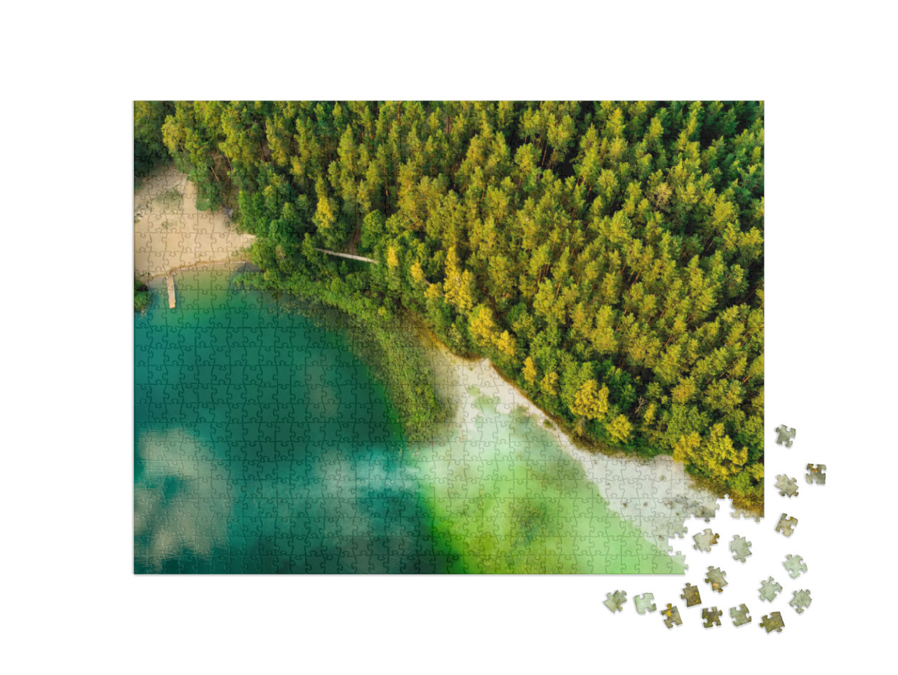 Puzzle 1000 Teile „Vogelperspektive: Ansicht vom grünen See Gela, Vilnius, Litauen“