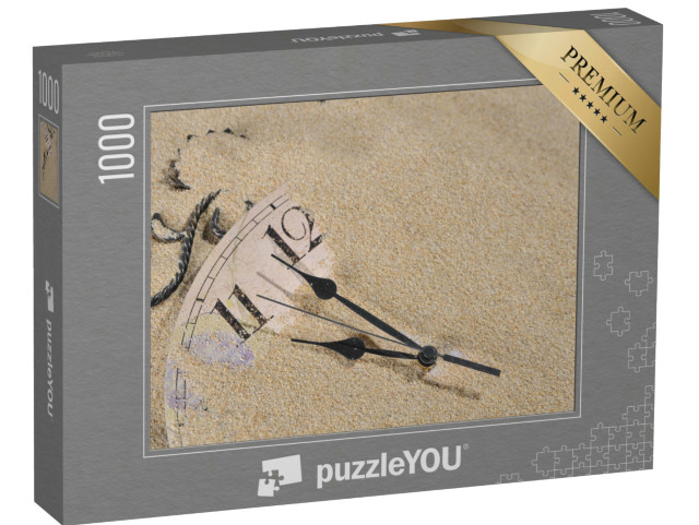 Puzzle 1000 Teile „Analoge Wanduhr unter dem Sand vergraben“