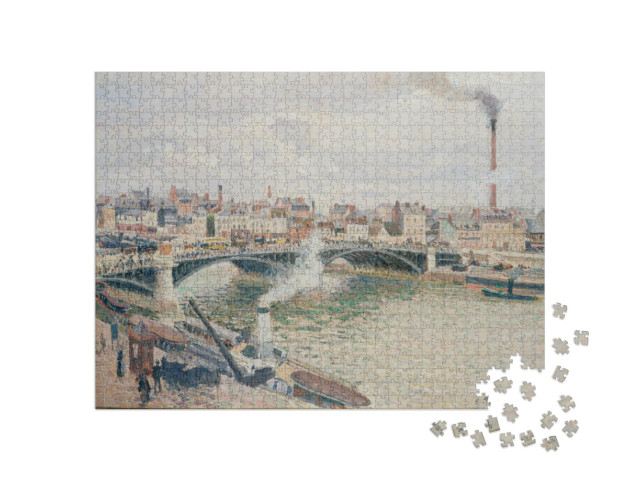 Puzzle 1000 Teile „Camille Pissarro - Morgen, ein bedeckter Tag, Rouen“