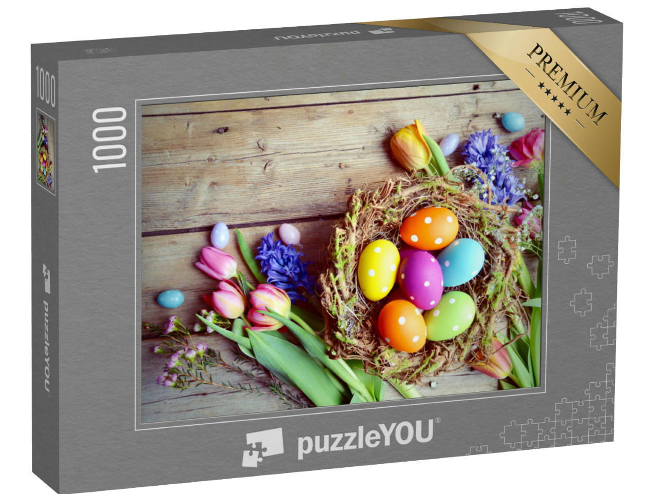 Puzzle 1000 Teile „Osternest und Frühlingsstrauß“