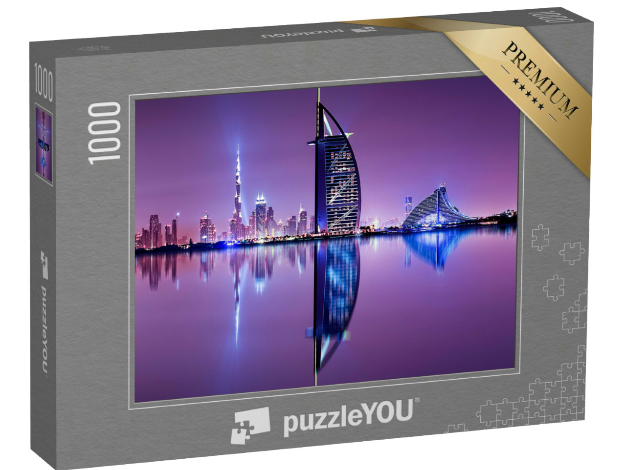 Puzzle 1000 Teile „Skyline von Dubai bei Nacht“