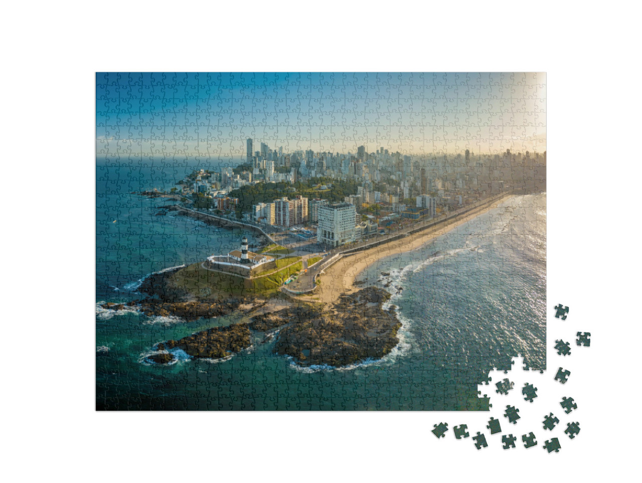 Puzzle 1000 Teile „Luftaufnahme des Farol da Barra, Salvador, Bahia, Brasilien“
