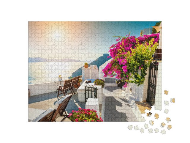Puzzle 1000 Teile „Sonnenuntergang auf Santorini, Griechenland“