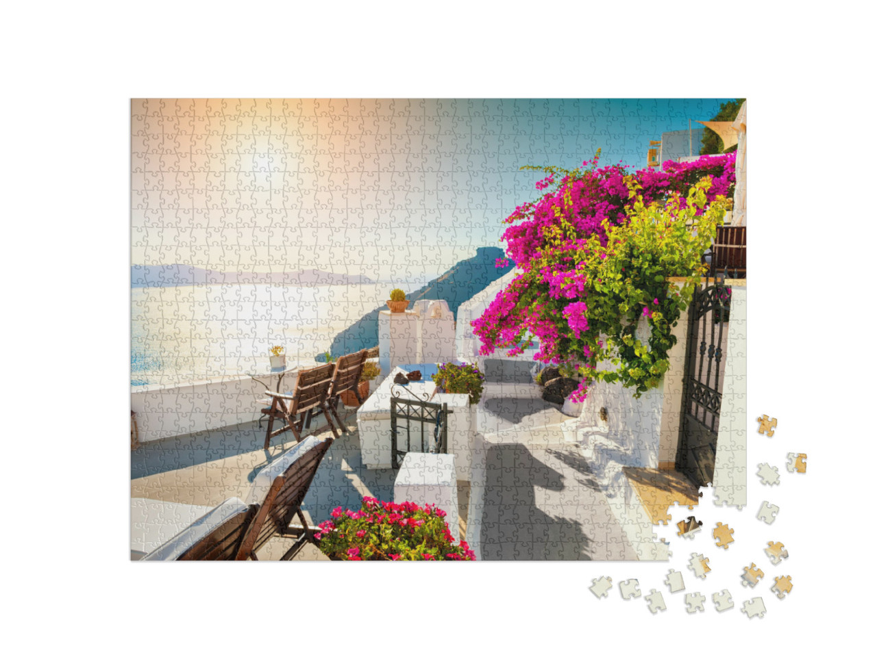Puzzle 1000 Teile „Sonnenuntergang auf Santorini, Griechenland“