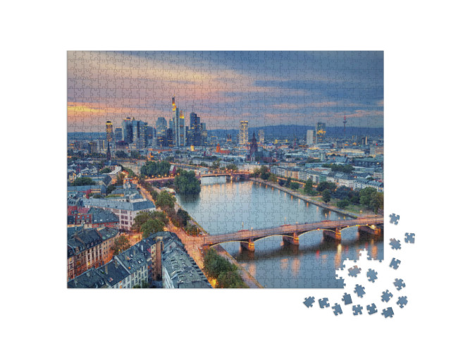 Puzzle 1000 Teile „Frankfurt am Main in der Dämmerung“