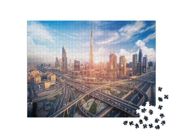 Puzzle 1000 Teile „Skyline von Dubai mit der schönen Stadt“