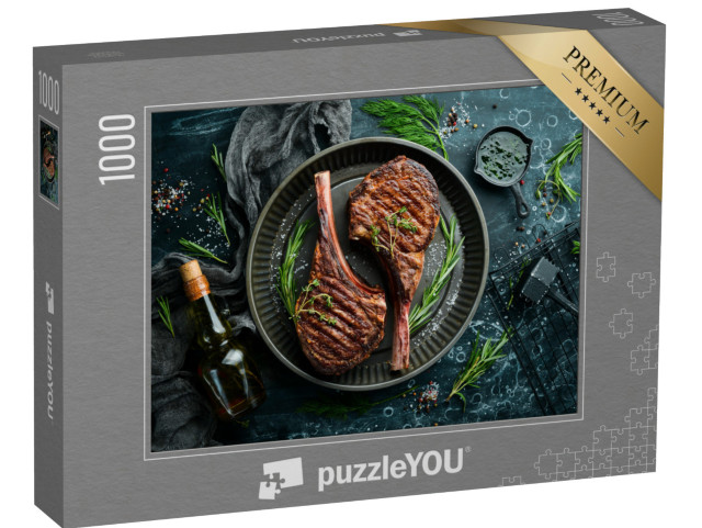 Puzzle 1000 Teile „Saftiges Steak am Knochen gegrillt“