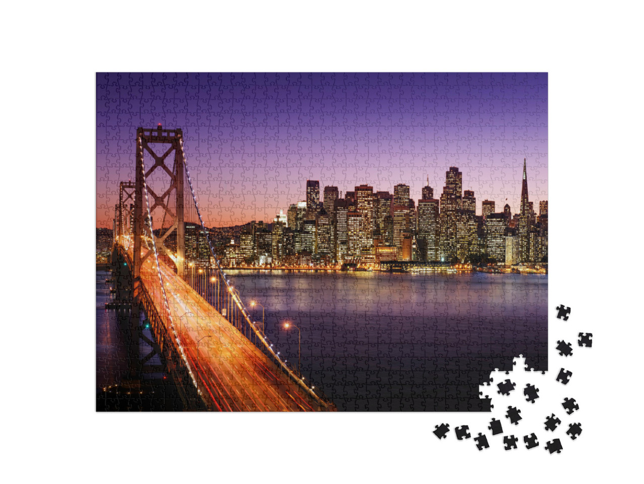 Puzzle 1000 Teile „Kalifornien: San Francisco und Bay Bridge bei Nacht“