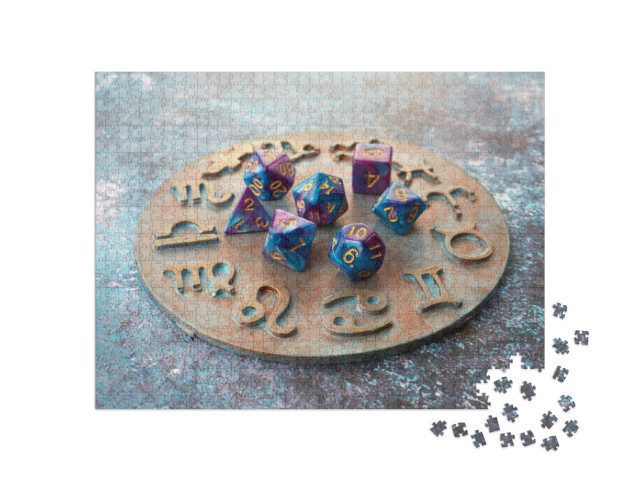 Puzzle 1000 Teile „Horoskopkreis mit Wahrsagewürfeln“