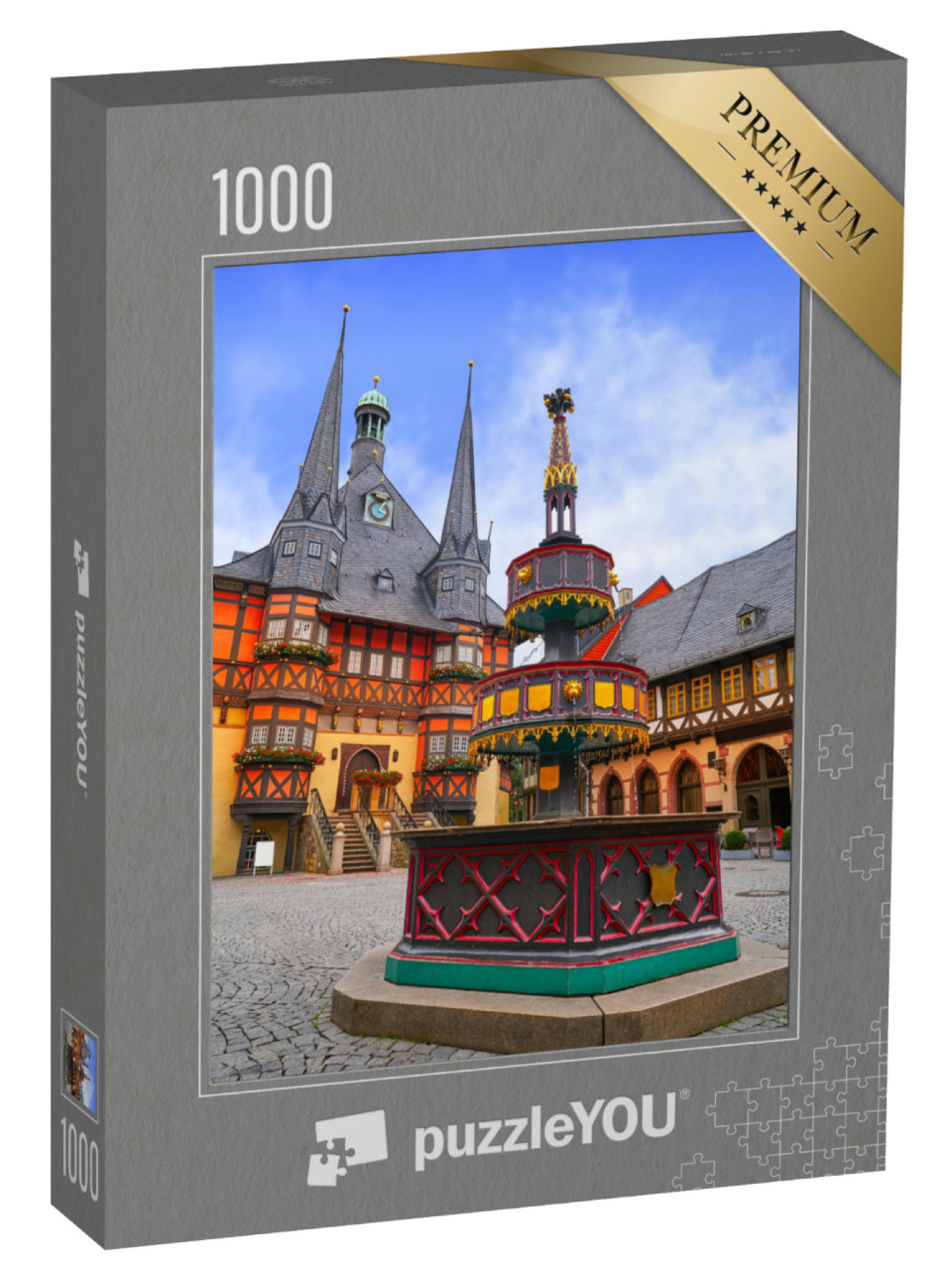 Puzzle 1000 Teile „Rathaus von Wernigerode im Harz, Deutschland“