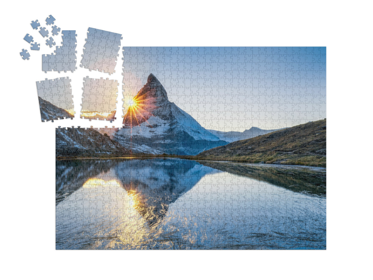 Puzzle „Riffelsee und Matterhorn im Kanton Wallis, Schweiz“ | SMART SORTED® 1000 Teile