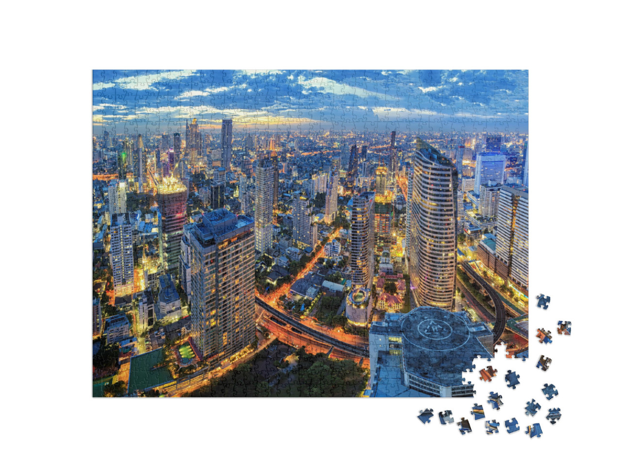Puzzle 1000 Teile „Stadtbild inmitten von Bangkok, Thailand“