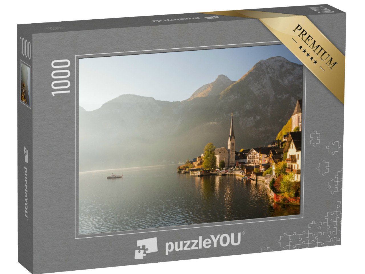 Puzzle 1000 Teile „Malerischer Morgenblick auf den Bergort Hallstatt, Österreich“