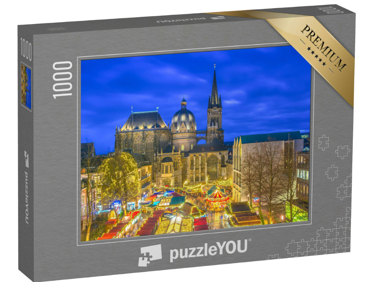 Puzzle 1000 Teile „Weihnachtsmarkt vor dem Aachener Dom, Deutschland“