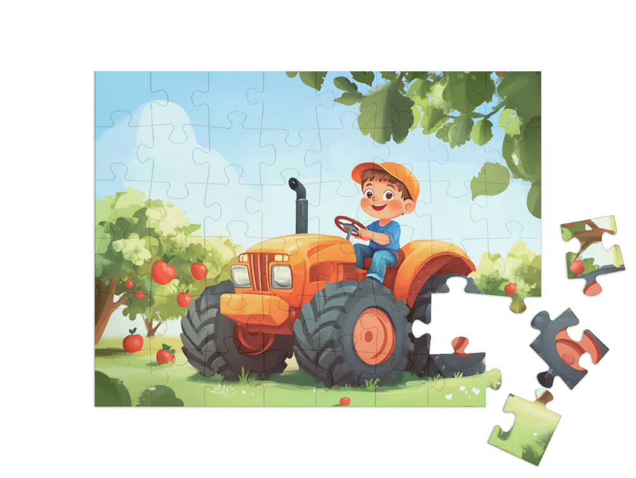 Puzzle 48 Teile „Die Erntehelfer auf dem Bauernhof“