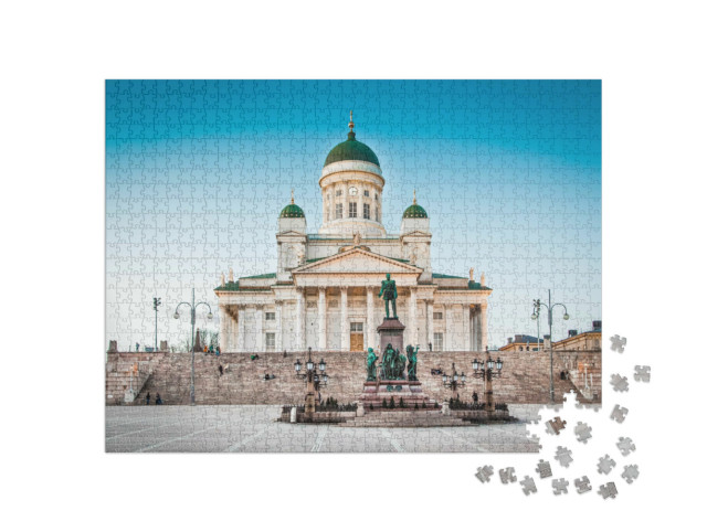 Puzzle 1000 Teile „Abendstimmung an der Kathedrale von Helsinki, Finnland“