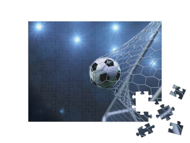 Puzzle 100 Teile „Fußball im Tornetz“