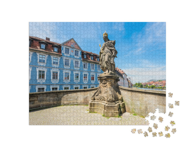 Puzzle 1000 Teile „Statue der Hl. Kunigunde an der Regnitz, Bamberg, Deutschland“