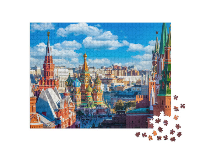 Puzzle 1000 Teile „Roter Platz mit Kreml und Basilius-Kathedrale, Moskau“