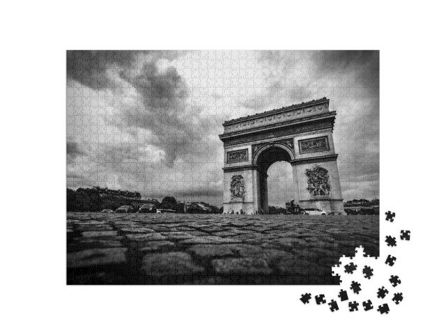 Puzzle 1000 Teile „Arc de Triomphe, Paris, schwarz-weiß“