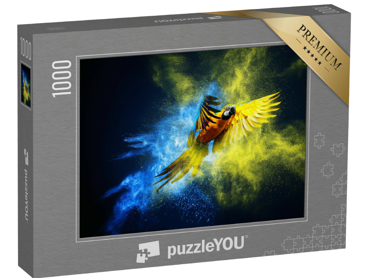 Puzzle 1000 Teile „Kunstvoll inszeniert: Fliegender Ara“