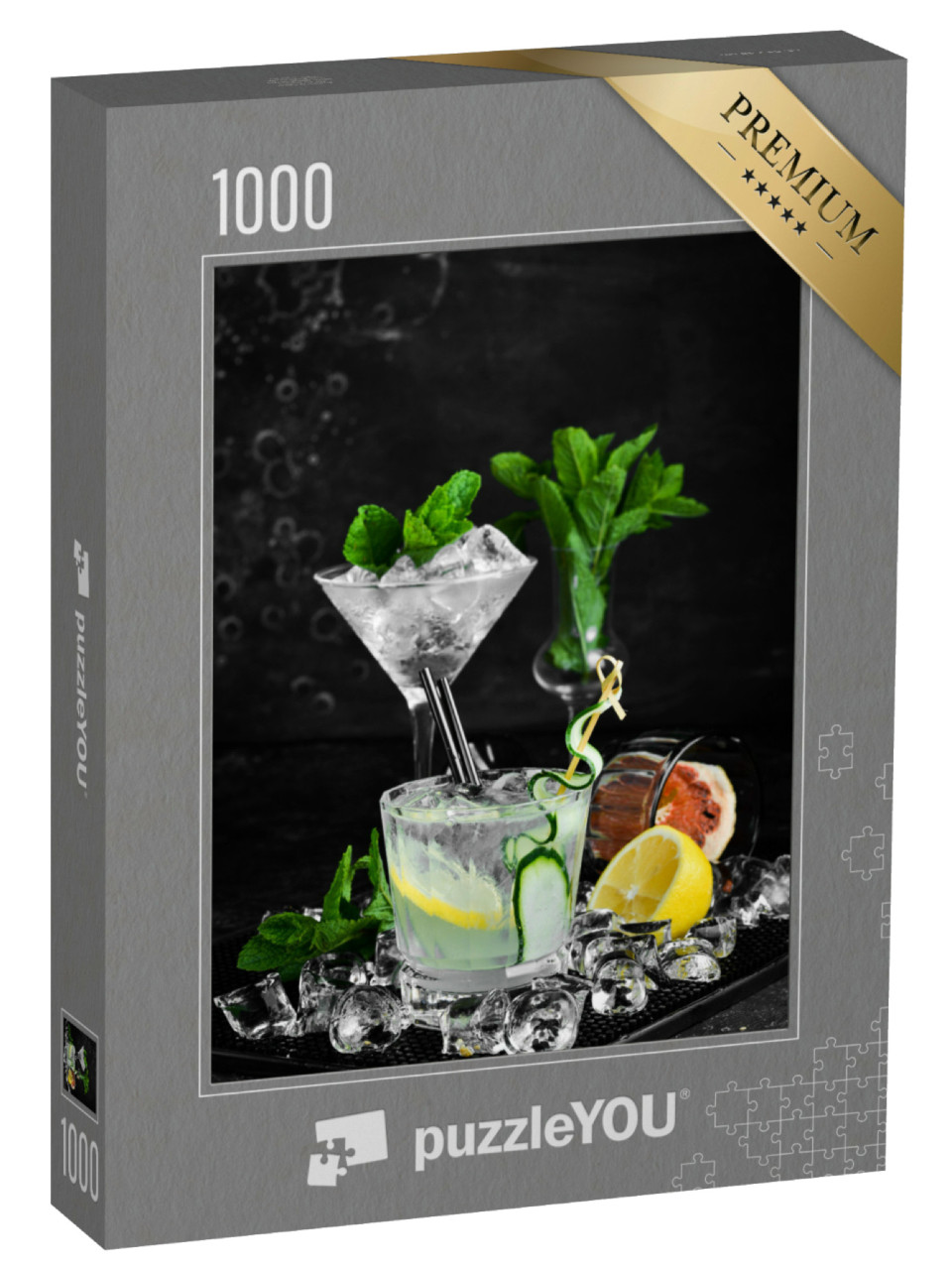 Puzzle 1000 Teile „Gin Tonic mit Gurke und Zitrone“