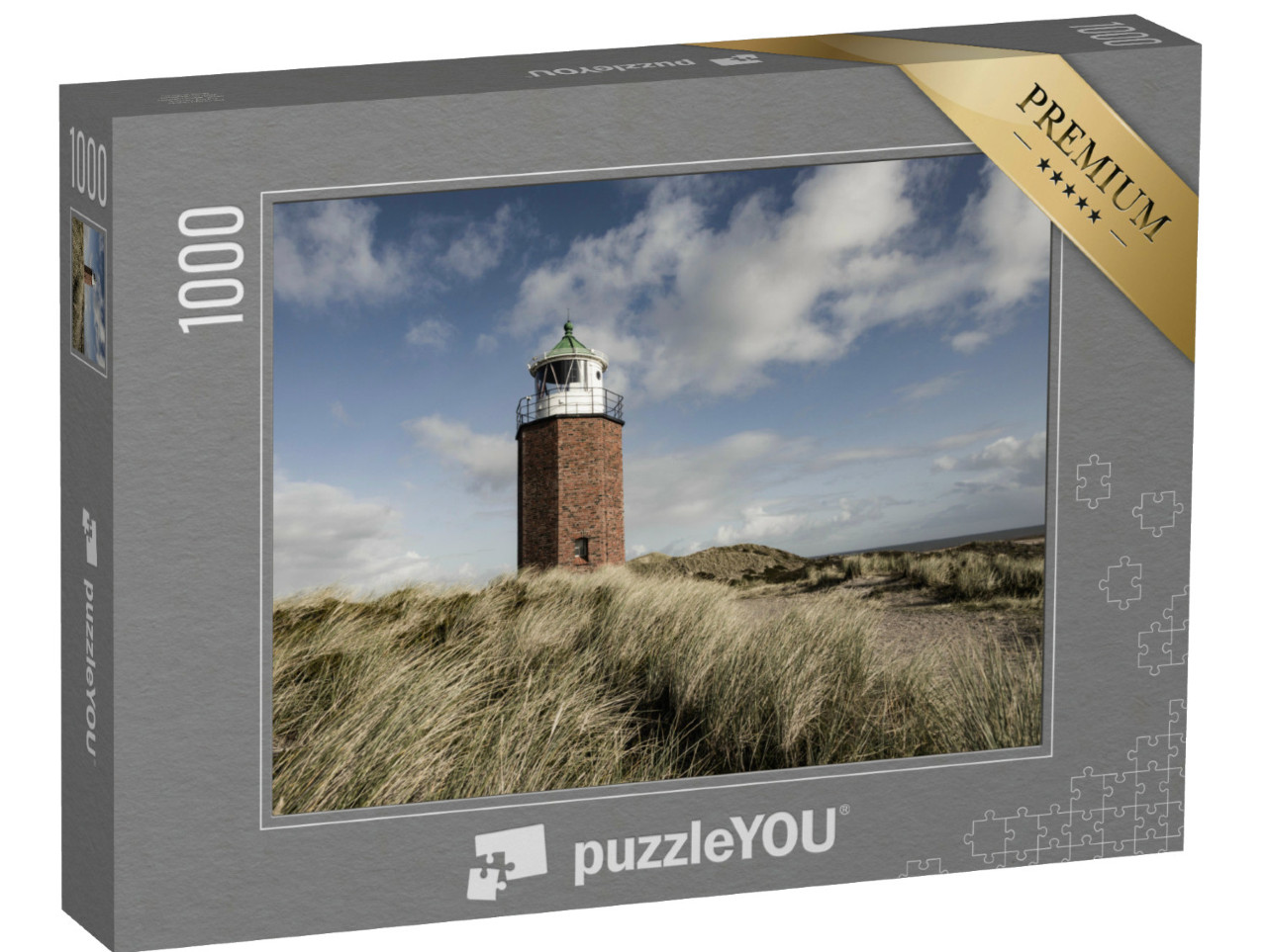 Puzzle 1000 Teile „Leuchtturm Quermarkenfeuer bei Kampen, Sylt, Deutschland“