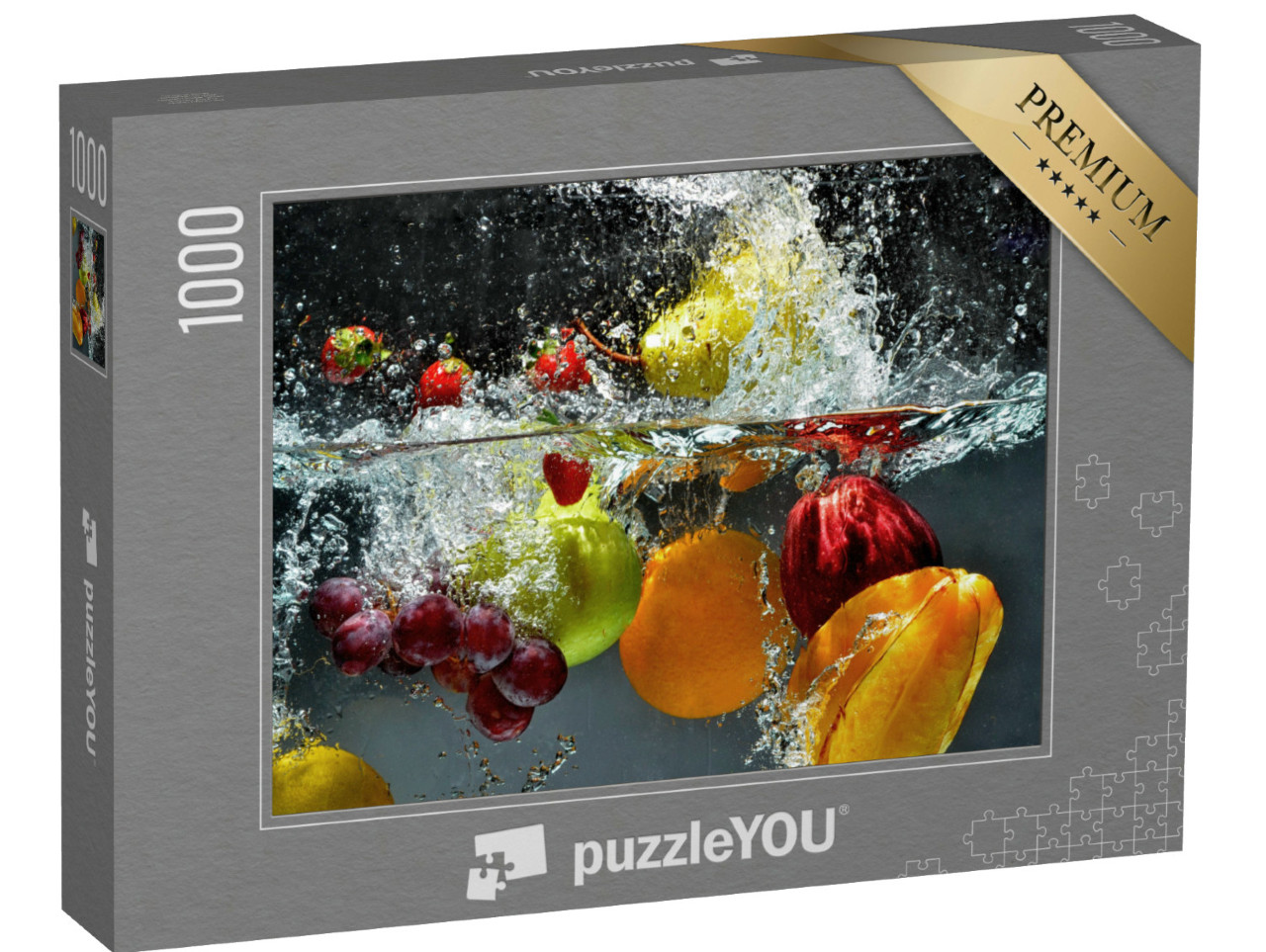 Puzzle 1000 Teile „Frisches Obst und Gemüse, das unter Wasser getaucht wird“
