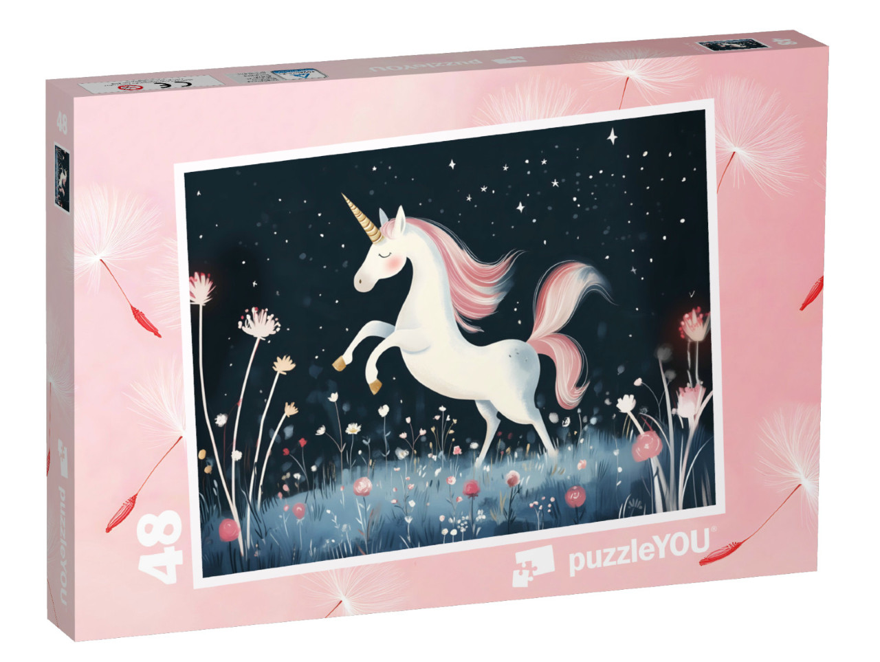 Puzzle 48 Teile „Einhorn im Mondschein“