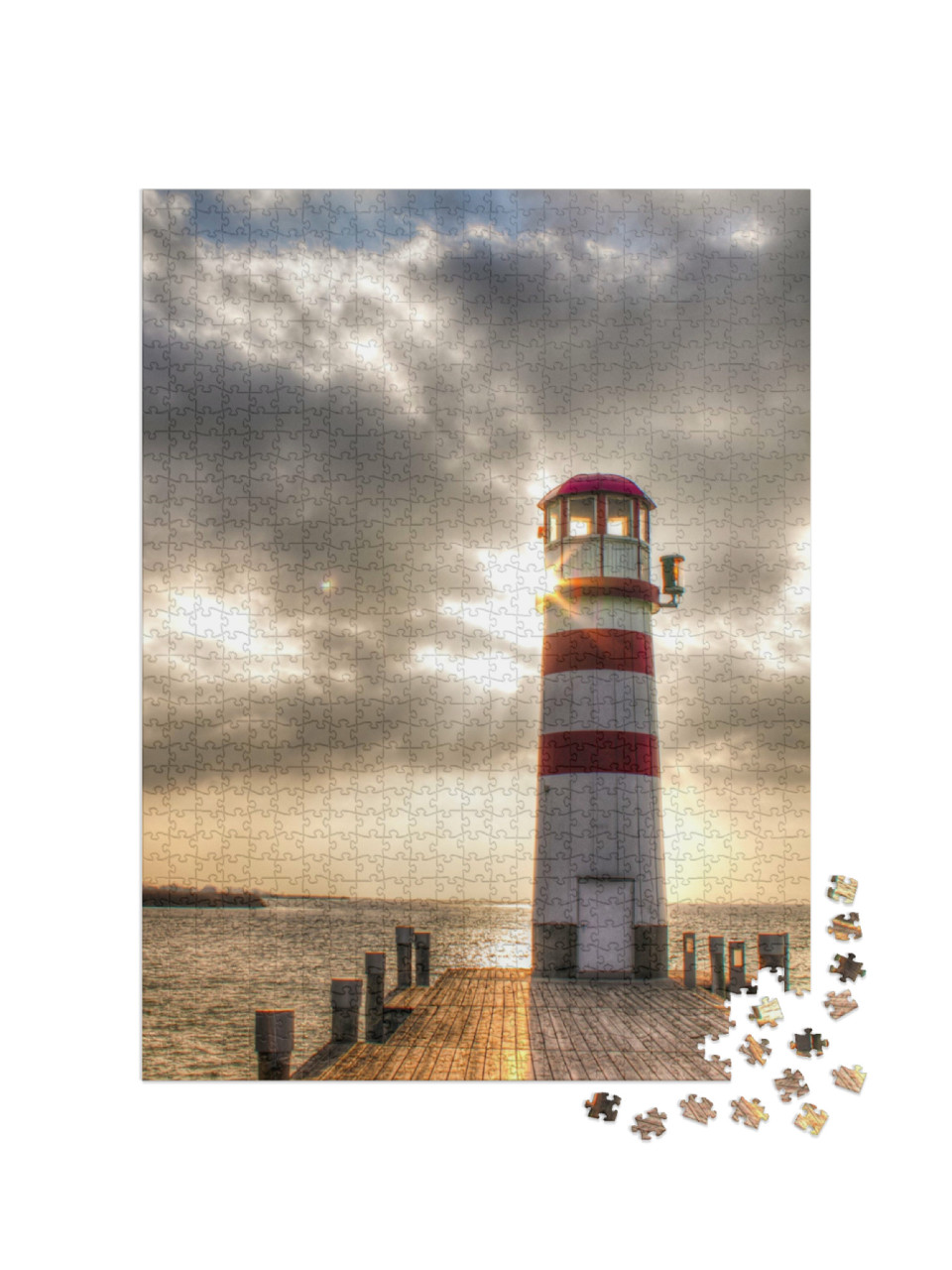 Puzzle 1000 Teile „Leuchtturm im wunderschönen Sonnenuntergang“