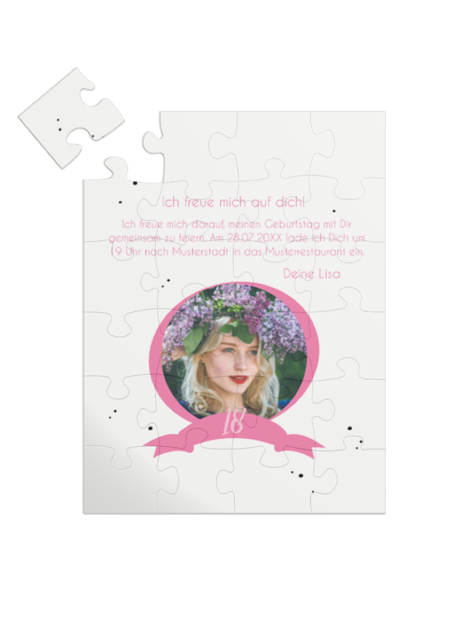 "Banderole 18" in Hochformat pastellpink