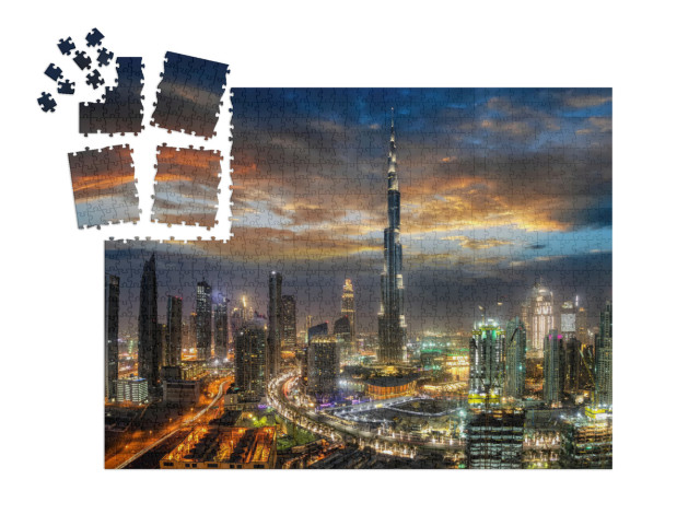 Puzzle „Dubai Business Bay bei Nacht“ | SMART SORTED® 1000 Teile