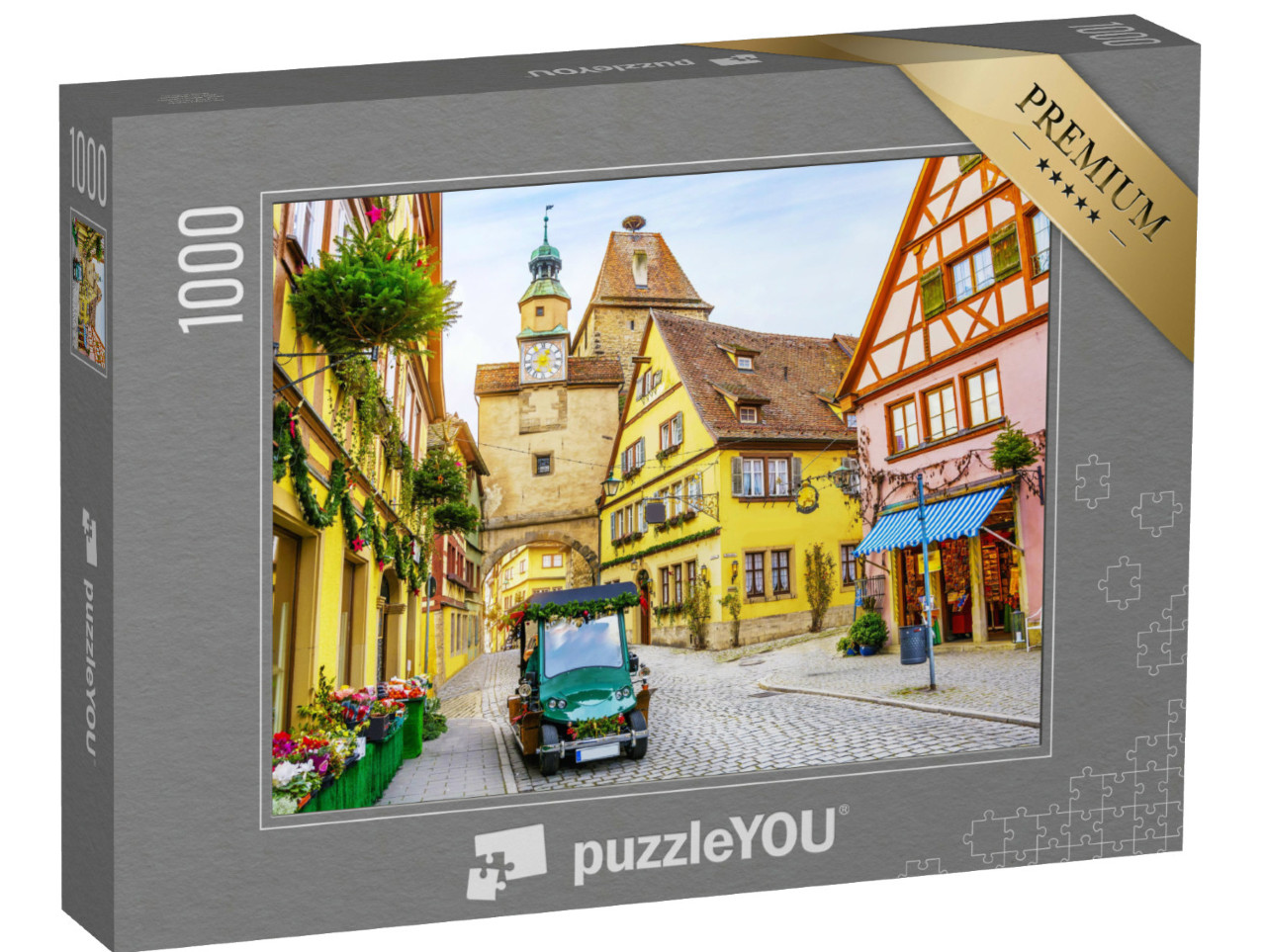 Puzzle 1000 Teile „Weihnachtliche Stimmung: Rothenburg ob der Tauber, Bayern, Deutschland“