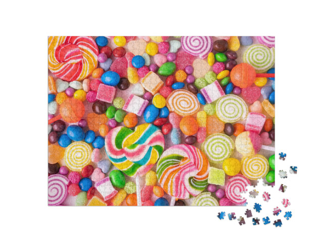 Puzzle 1000 Teile „Lollipops, Bonbons und Smarties in bunten Farben“