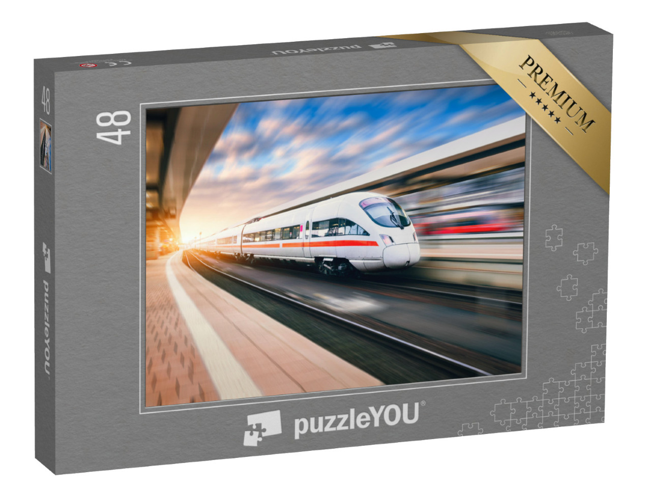 Puzzle 48 Teile „ICE bei der Durchfahrt durch den Bahnhof“