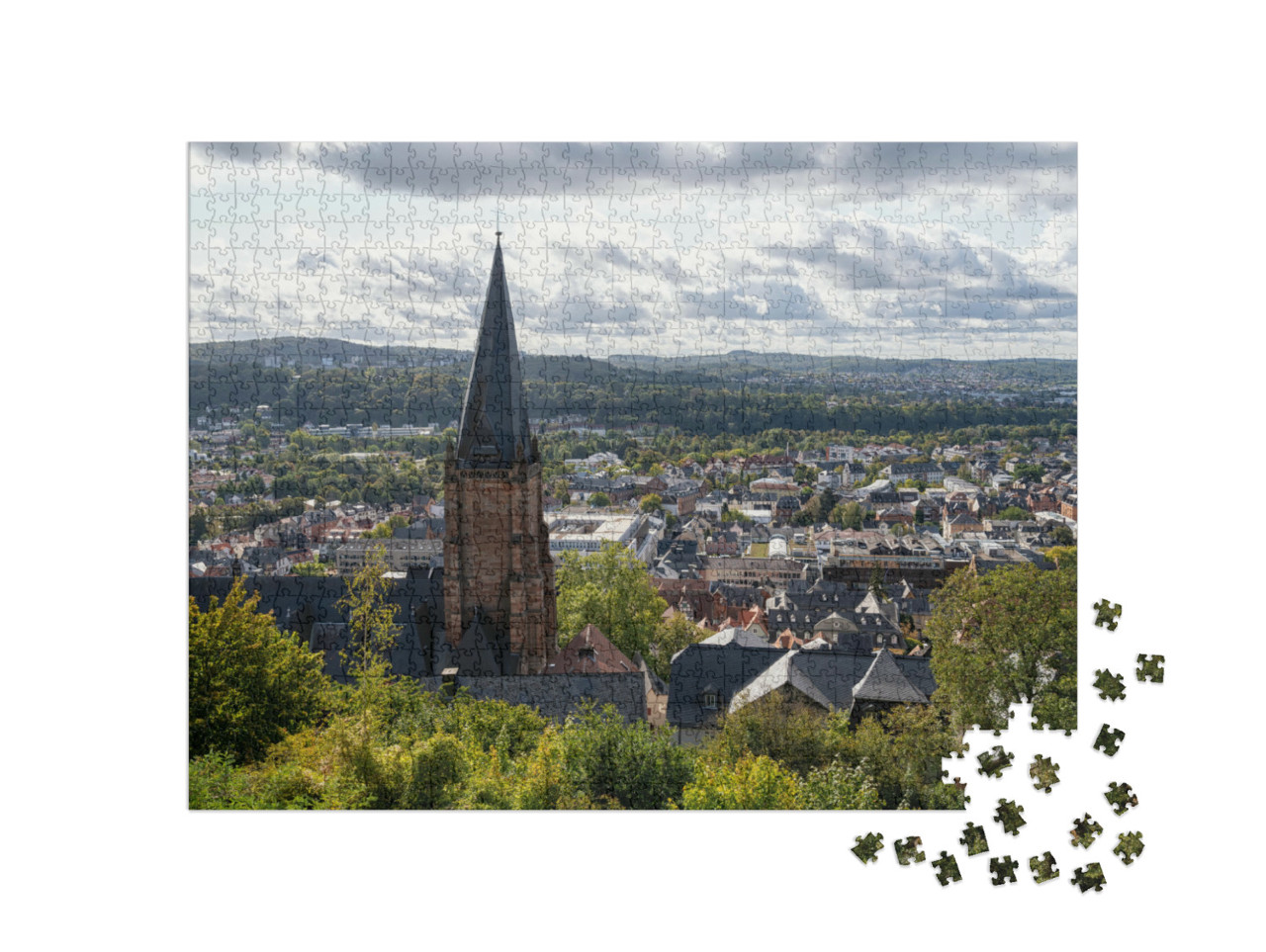 Puzzle 1000 Teile „Blick über Marburg“