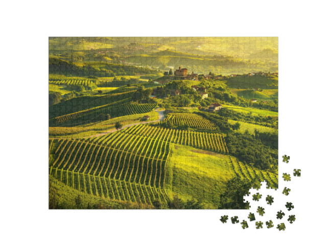 Puzzle 1000 Teile „Weinberge: Grinzane Cavour, UNESCO-Stätte im Piemont“
