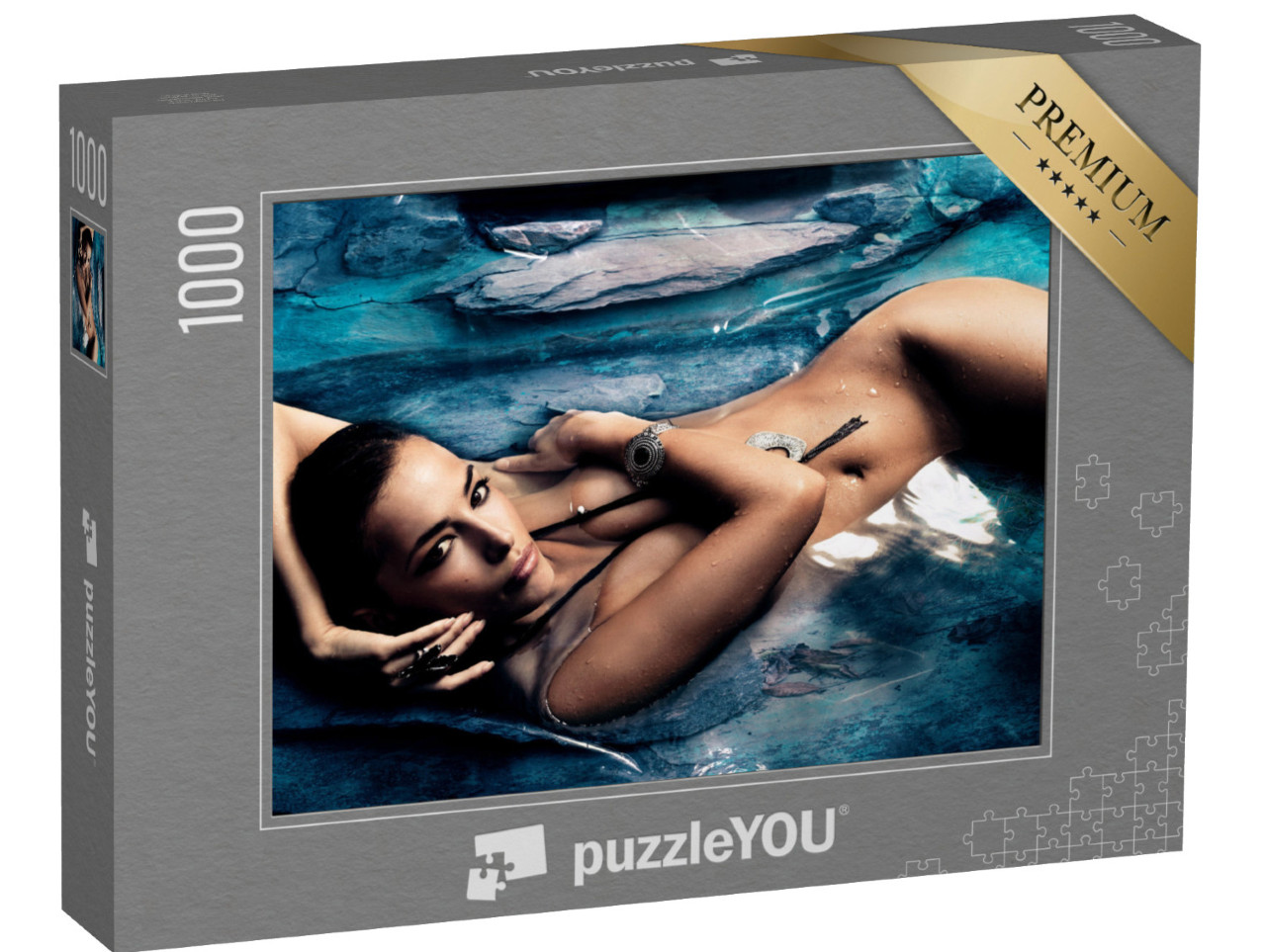 Puzzle 1000 Teile „Sinnliche nackte Frau, von Wasser umspielt“