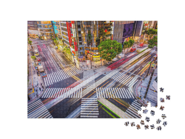 Puzzle 1000 Teile „Stadtbild mit Kreuzung von Tokio, Japan“