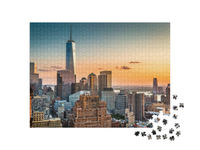 Puzzle 1000 Teile „Skyline von Lower Manhattan bei Sonnenuntergang“