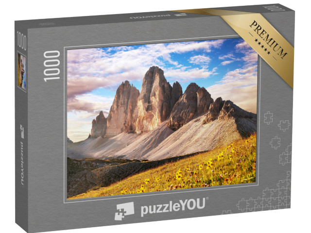 Puzzle 1000 Teile „Morgenansicht der Drei Zinnen, Südtirol, italienische Alpen“