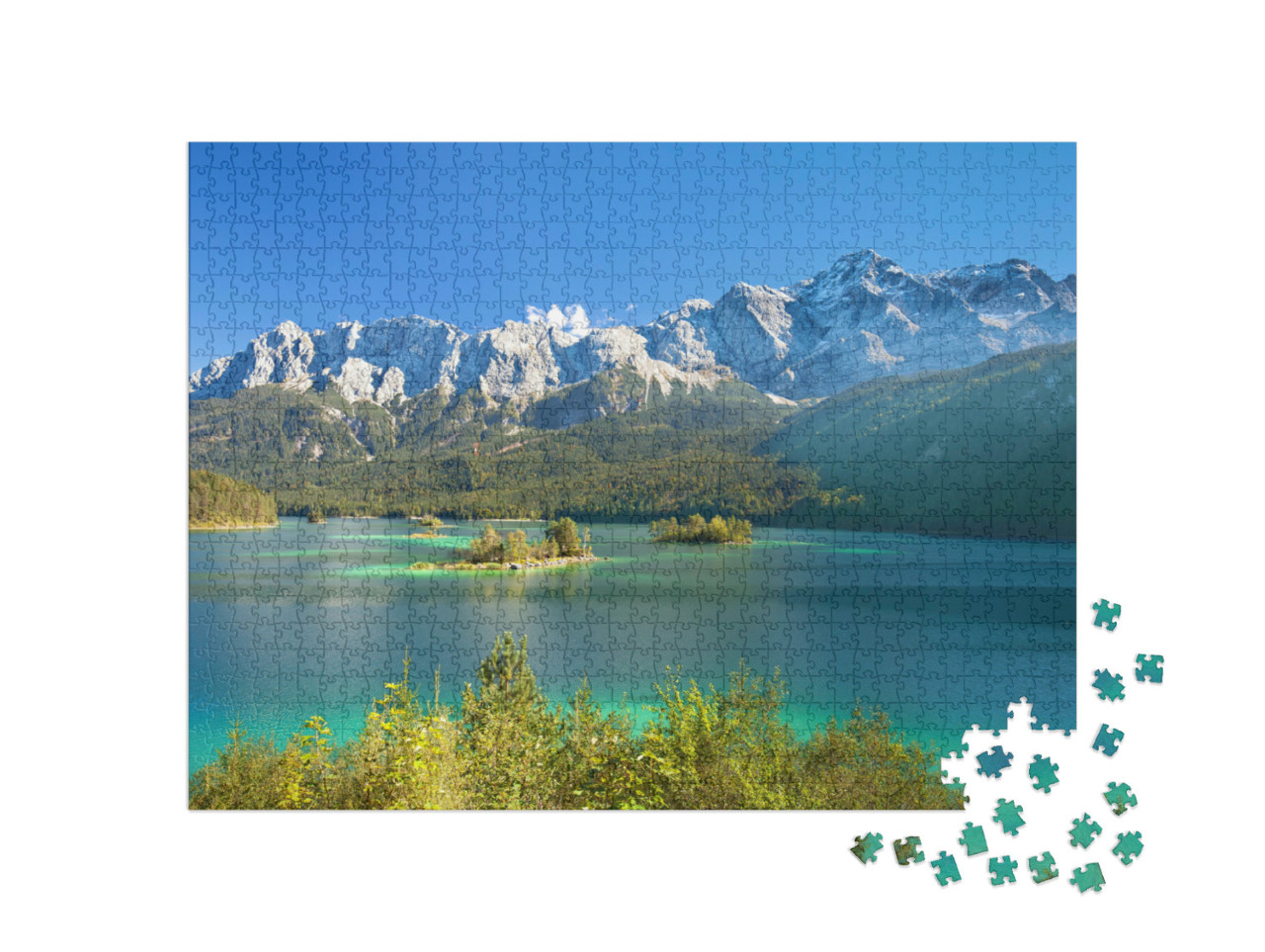 Puzzle 1000 Teile „Eibsee und Zugspitze“