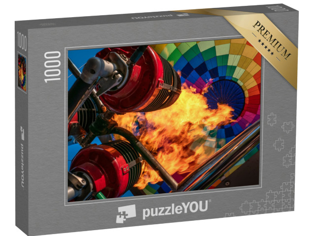 Puzzle 1000 Teile „Gasbrenneranlage in Aktion beim Befüllen eines Heißluftballons “