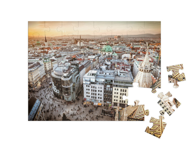 Puzzle 48 Teile „Wien bei Sonnenuntergang, Österreich“