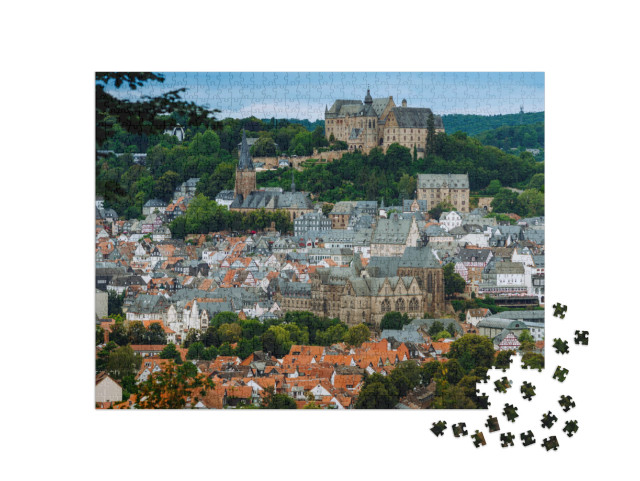 Puzzle 1000 Teile „Marburg über der Stadt Marburg in Hessen“