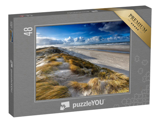 Puzzle 48 Teile „Blick von der Sanddüne an der Nordseeküste, Texel, Niederlande“
