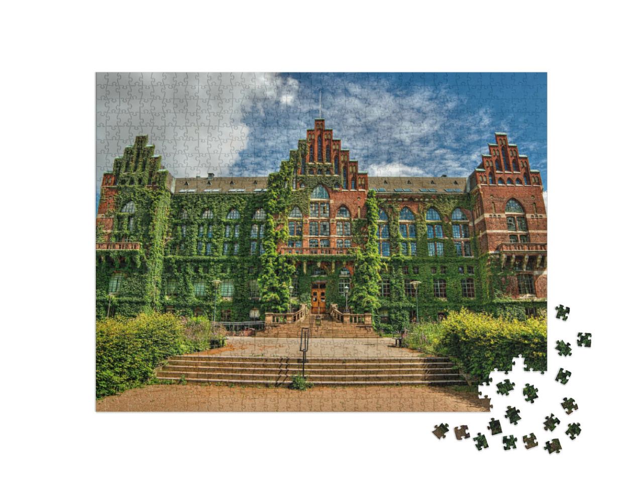 Puzzle 1000 Teile „Fassade der Universitätsbibliothek in Lund (Schweden), HDR-Technik“
