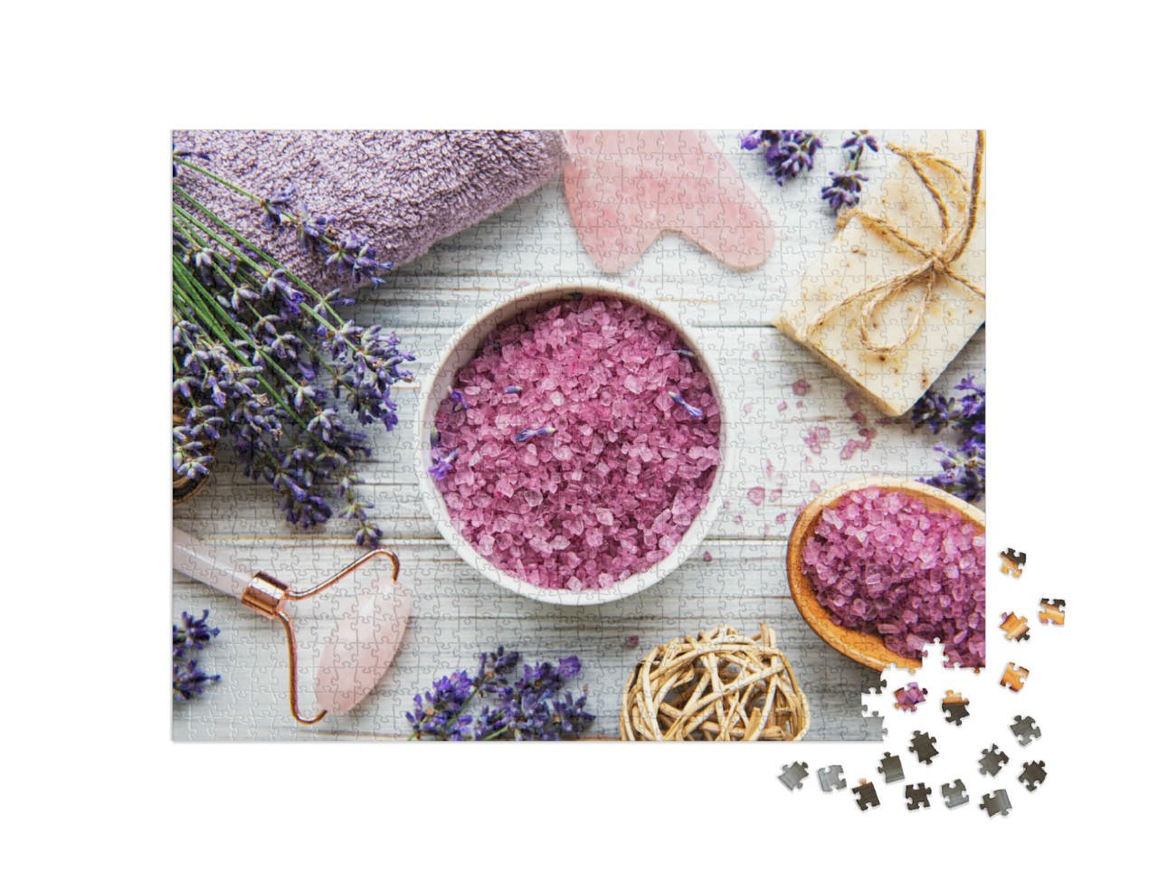 Puzzle 1000 Teile „Zutaten für natürliche SPA-Kosmetik mit Lavendel“