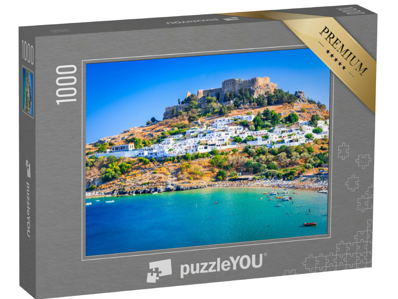 Puzzle 1000 Teile „Lindos mit seinen weiß getünchten Häusern, Rhodos, Griechenland“